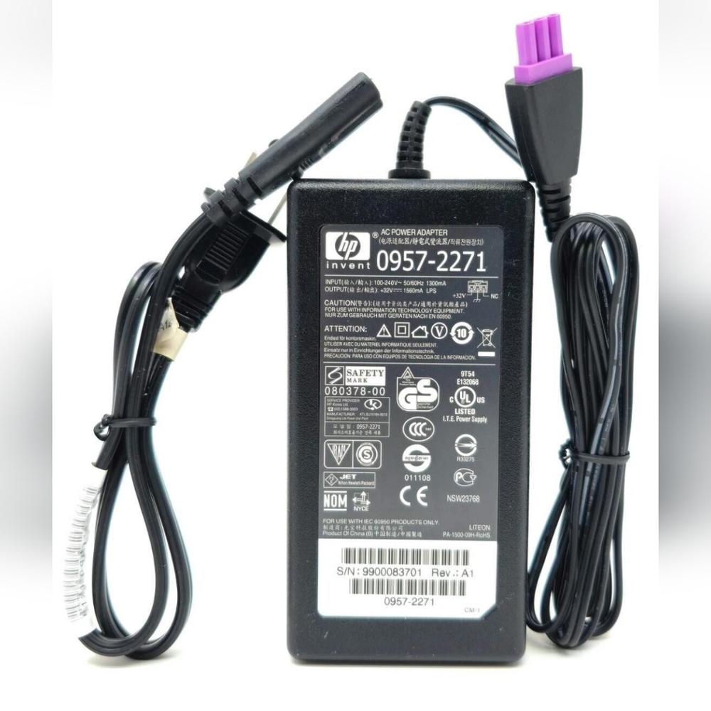 HP Black Power Adapter with Purple Connector - Picture 1 of 3